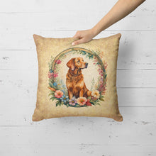 Load image into Gallery viewer, Chesapeake Bay Retriever and Flowers Fabric Decorative Pillow