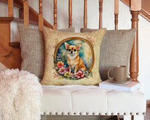 Load image into Gallery viewer, Chihuahua and Flowers Throw Pillow - 14x14 Decorative Pillow – Art for Your Home &amp; Patio