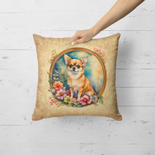 Load image into Gallery viewer, Chihuahua and Flowers Fabric Decorative Pillow