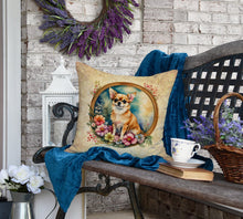 Load image into Gallery viewer, Chihuahua and Flowers Fabric Decorative Pillow