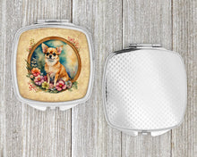 Load image into Gallery viewer, Chihuahua and Flowers Compact Mirror – Stylish Purse Mirror with Artistic Covers
