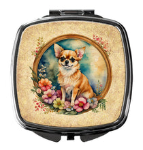 Load image into Gallery viewer, Chihuahua and Flowers Compact Mirror – Stylish Purse Mirror with Artistic Covers