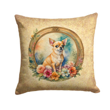 Load image into Gallery viewer, Chihuahua and Flowers Throw Pillow - 14x14 Decorative Pillow – Art for Your Home &amp; Patio