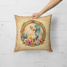 Load image into Gallery viewer, Chihuahua and Flowers Fabric Decorative Pillow