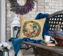 Load image into Gallery viewer, Chihuahua and Flowers Fabric Decorative Pillow