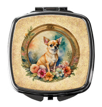 Load image into Gallery viewer, Chihuahua and Flowers Compact Mirror – Stylish Purse Mirror with Artistic Covers
