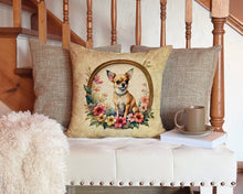 Load image into Gallery viewer, Chihuahua and Flowers Throw Pillow - 14x14 Decorative Pillow – Art for Your Home &amp; Patio