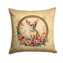 Load image into Gallery viewer, Chihuahua and Flowers Throw Pillow - 14x14 Decorative Pillow – Art for Your Home &amp; Patio