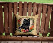 Load image into Gallery viewer, Black Chow Chow and Flowers Throw Pillow - 14x14 Decorative Pillow – Art for Your Home &amp; Patio