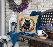 Load image into Gallery viewer, Black Chow Chow and Flowers Fabric Decorative Pillow