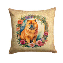 Load image into Gallery viewer, Chow Chow and Flowers Throw Pillow - 14x14 Decorative Pillow – Art for Your Home &amp; Patio