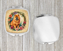 Load image into Gallery viewer, Chow Chow and Flowers Compact Mirror – Stylish Purse Mirror with Artistic Covers