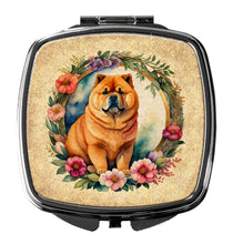 Load image into Gallery viewer, Chow Chow and Flowers Compact Mirror – Stylish Purse Mirror with Artistic Covers