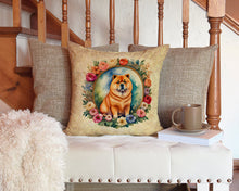 Load image into Gallery viewer, Chow Chow and Flowers Throw Pillow - 14x14 Decorative Pillow – Art for Your Home &amp; Patio