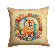 Load image into Gallery viewer, Chow Chow and Flowers Throw Pillow - 14x14 Decorative Pillow – Art for Your Home &amp; Patio