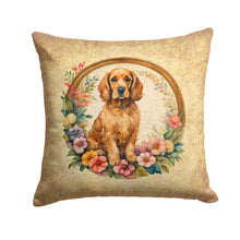 Load image into Gallery viewer, Cocker Spaniel and Flowers Fabric Decorative Pillow