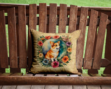 Load image into Gallery viewer, Corgi and Flowers Throw Pillow - 14x14 Decorative Pillow – Art for Your Home &amp; Patio