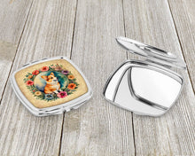 Load image into Gallery viewer, Corgi and Flowers Compact Mirror – Stylish Purse Mirror with Artistic Covers