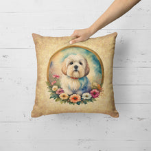 Load image into Gallery viewer, Coton De Tulear and Flowers Fabric Decorative Pillow
