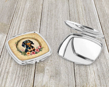 Load image into Gallery viewer, Dachshund and Flowers Compact Mirror – Stylish Purse Mirror with Artistic Covers