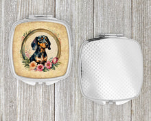 Load image into Gallery viewer, Dachshund and Flowers Compact Mirror – Stylish Purse Mirror with Artistic Covers