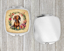 Load image into Gallery viewer, Dachshund and Flowers Compact Mirror – Stylish Purse Mirror with Artistic Covers