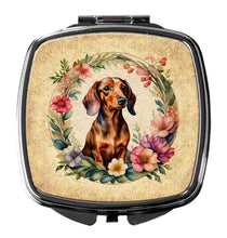 Load image into Gallery viewer, Dachshund and Flowers Compact Mirror – Stylish Purse Mirror with Artistic Covers