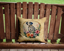 Load image into Gallery viewer, Dalmatian and Flowers Throw Pillow - 14x14 Decorative Pillow – Art for Your Home &amp; Patio