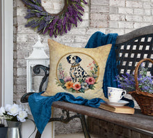 Load image into Gallery viewer, Dalmatian and Flowers Fabric Decorative Pillow