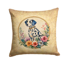Load image into Gallery viewer, Dalmatian and Flowers Fabric Decorative Pillow