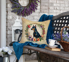Load image into Gallery viewer, Doberman Pinscher and Flowers Fabric Decorative Pillow