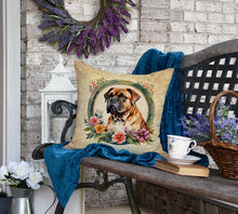 Load image into Gallery viewer, Dogue de Bordeaux and Flowers Fabric Decorative Pillow