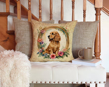 Load image into Gallery viewer, English Cocker Spaniel and Flowers Throw Pillow - 14x14 Decorative Pillow – Art for Your Home &amp; Patio