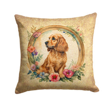 Load image into Gallery viewer, English Cocker Spaniel and Flowers Throw Pillow - 14x14 Decorative Pillow – Art for Your Home &amp; Patio