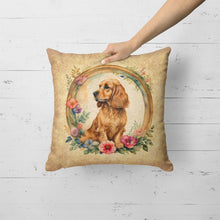 Load image into Gallery viewer, English Cocker Spaniel and Flowers Fabric Decorative Pillow