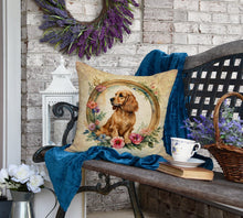 Load image into Gallery viewer, English Cocker Spaniel and Flowers Fabric Decorative Pillow