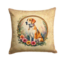 Load image into Gallery viewer, English Foxhound and Flowers Throw Pillow - 14x14 Decorative Pillow – Art for Your Home &amp; Patio