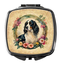 Load image into Gallery viewer, English Springer Spaniel and Flowers Compact Mirror – Stylish Purse Mirror with Artistic Covers