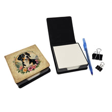 Load image into Gallery viewer, Entlebucher Mountain Dog and Flowers PU Leather Note Paper Holder