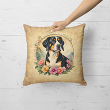 Load image into Gallery viewer, Entlebucher Mountain Dog and Flowers Fabric Decorative Pillow
