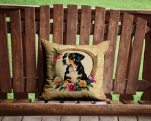 Load image into Gallery viewer, Entlebucher Mountain Dog and Flowers Throw Pillow - 14x14 Decorative Pillow – Art for Your Home &amp; Patio