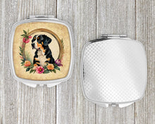 Load image into Gallery viewer, Entlebucher Mountain Dog and Flowers Compact Mirror – Stylish Purse Mirror with Artistic Covers