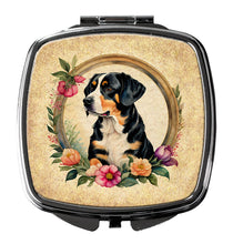 Load image into Gallery viewer, Entlebucher Mountain Dog and Flowers Compact Mirror – Stylish Purse Mirror with Artistic Covers
