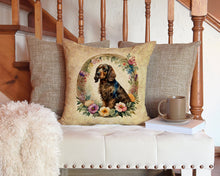 Load image into Gallery viewer, Field Spaniel and Flowers Throw Pillow - 14x14 Decorative Pillow – Art for Your Home &amp; Patio