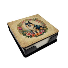 Load image into Gallery viewer, Finnish Lapphund and Flowers PU Leather Note Paper Holder
