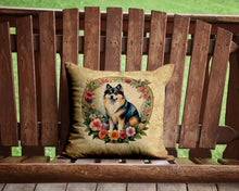 Load image into Gallery viewer, Finnish Lapphund and Flowers Throw Pillow - 14x14 Decorative Pillow – Art for Your Home &amp; Patio