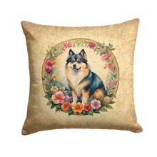 Load image into Gallery viewer, Finnish Lapphund and Flowers Throw Pillow - 14x14 Decorative Pillow – Art for Your Home &amp; Patio
