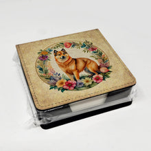 Load image into Gallery viewer, Finnish Spitz and Flowers PU Leather Note Paper Holder