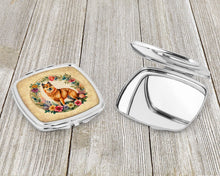 Load image into Gallery viewer, Finnish Spitz and Flowers Compact Mirror – Stylish Purse Mirror with Artistic Covers