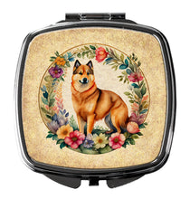 Load image into Gallery viewer, Finnish Spitz and Flowers Compact Mirror – Stylish Purse Mirror with Artistic Covers